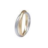Alianza de boda artesanal Enlazada en oro amarillo y blanco 18k