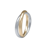 Alianza de boda artesanal Enlazada en oro amarillo y blanco 18k
