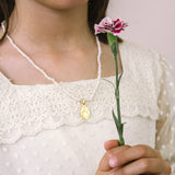 Collar medalla virgen milagrosa perlas