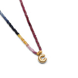 Collar Puffy letters inicial con zafiros rainbow