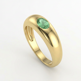 Alianza de boda con gema ovalada en oro de 18k
