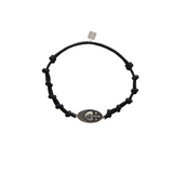 Pulsera Detente del Sagrado Corazón en plata de ley con cordón negro