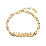 Puffy letters name bracelet with chunky chain