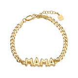 Puffy letters name bracelet with chunky chain