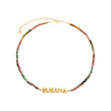 Collar nombre Puffy letters con turmalinas