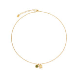 Puffy letters initial & Birthstones necklace