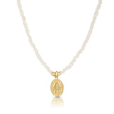 Collar medalla virgen milagrosa perlas