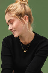 Puffy letters two letters and topaz necklace