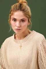 Collar cruz calada con cadena Vermeil