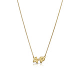 Puffy letters two letters and topaz necklace