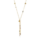 Puffy letters initial necklace with chains and tourmalines