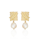 Pendientes Gorgonian Square perlas
