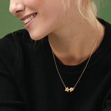 Puffy letters two letters and topaz necklace