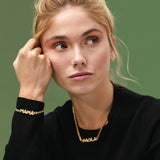 Puffy letters name bracelet with chunky chain