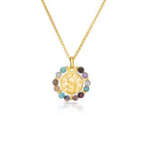 Collar medalla virgen niña bordeada de piedras naturales