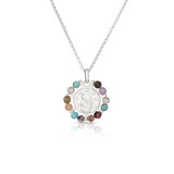 Collar medalla virgen niña bordeada de piedras naturales