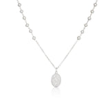Collar medalla virgen Milagrosa rosario perlas plata de ley