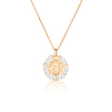 Collar medalla virgen niña bordeada de piedras naturales