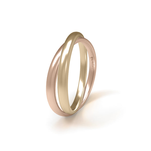 YELLOW AND ROSE GOLD LINKED WEDDING RING