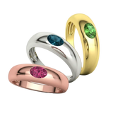 Alianza de boda con gema ovalada en oro de 18k