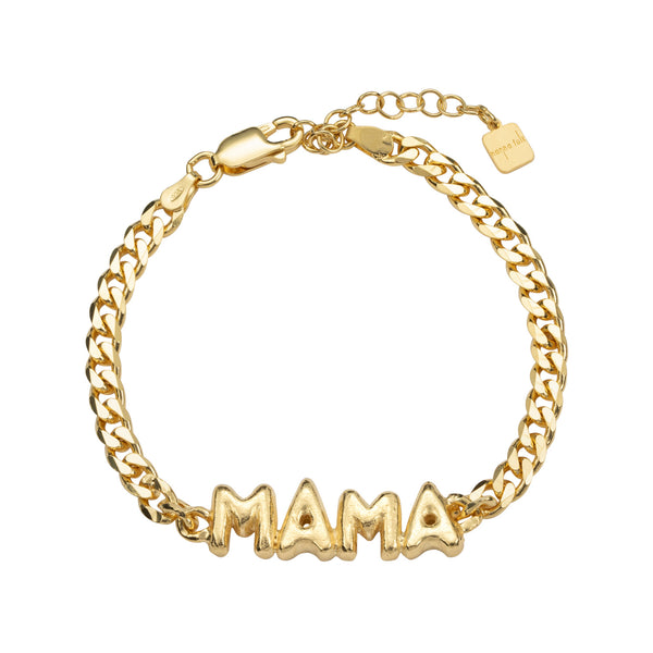 Puffy letters name bracelet with chunky chain