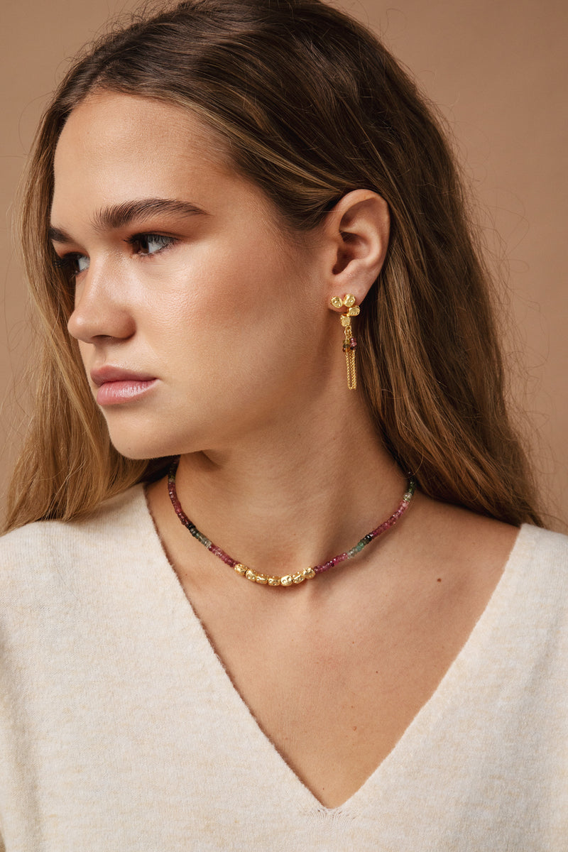 Tourmaline & Chains Pebbles earrings