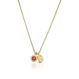 Puffy letters initial  & Birthstones necklace