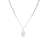 Miraculous virgin pyrite rosary medal necklace sterling silver